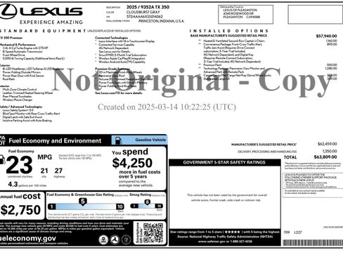 Used 2025 Lexus TX 350 FWD w/ Technology Package image 60