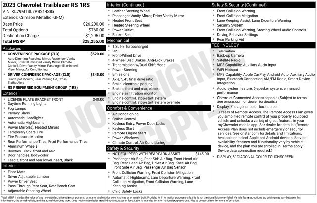 Used 2023 Chevrolet TrailBlazer RS w/ Convenience Package FWD image 31