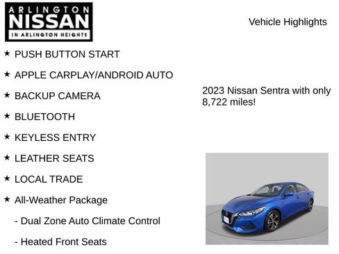 Certified 2023 Nissan Sentra SV w/ All-Weather Package FWD image 7