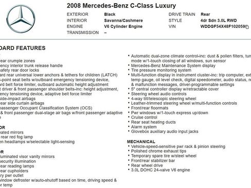 Used 2008 Mercedes-Benz C 300 Sedan image 16