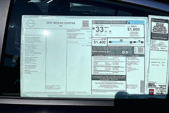 New 2027 Nissan Sentra SV w/ Floor Mat Package FWD image 12