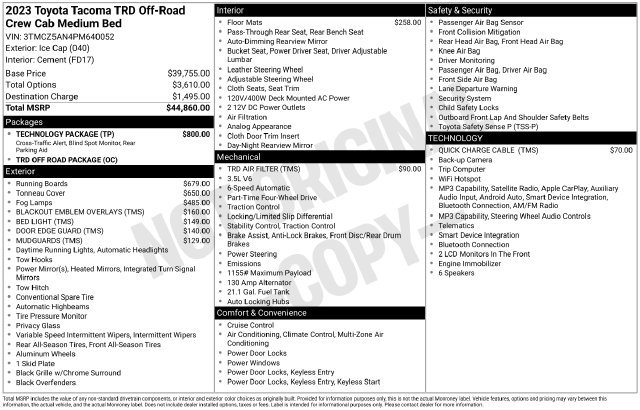 Used 2023 Toyota Tacoma TRD Off-Road w/ Technology Package AWD/4WD image 7