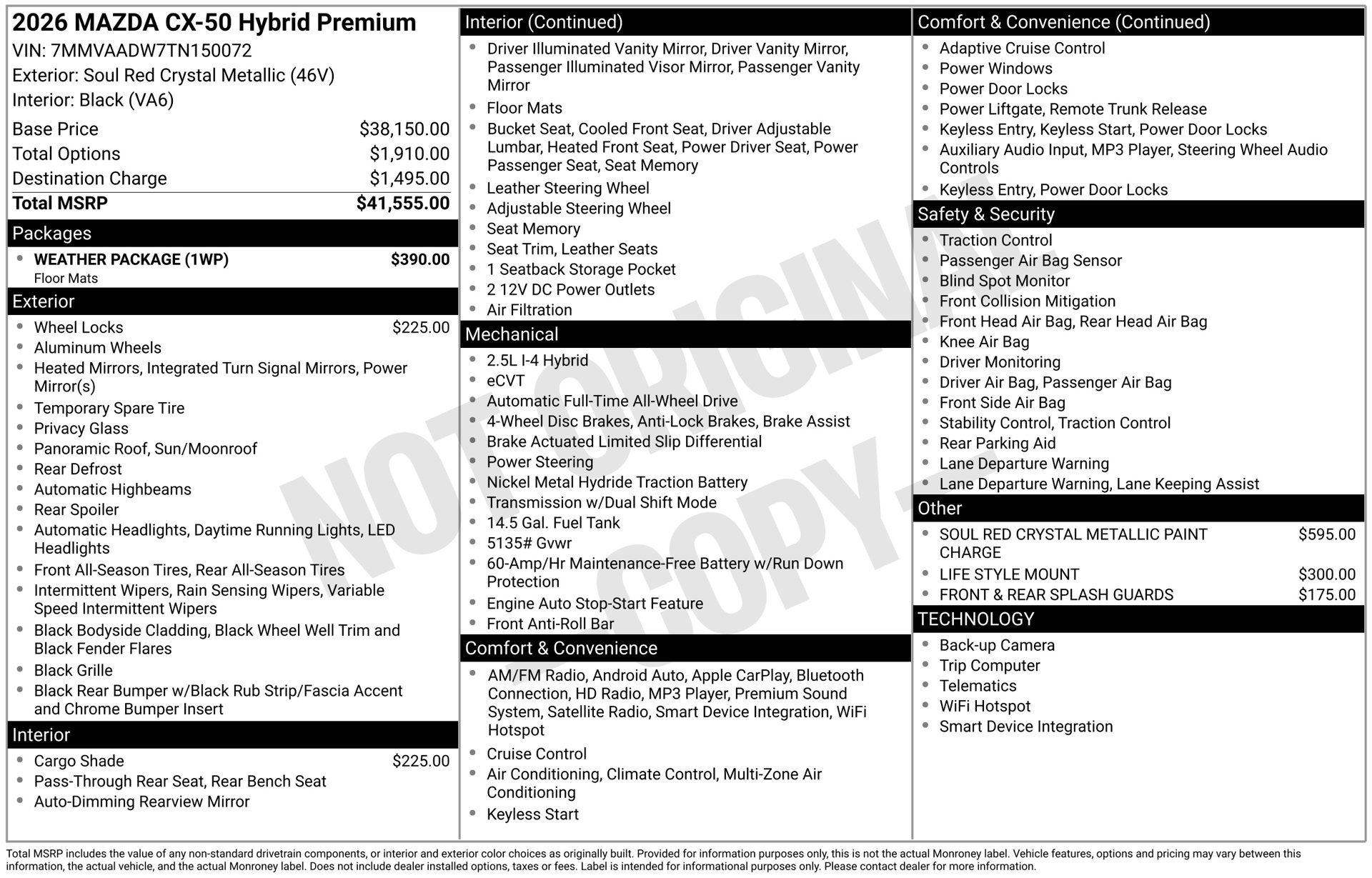 Certified 2026 MAZDA CX-50 AWD 2.5 Hybrid w/ Weather Package image 29