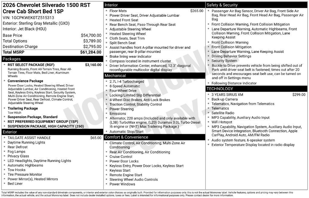 New 2026 Chevrolet Silverado 1500 RST w/ RST Select Package AWD/4WD image 5