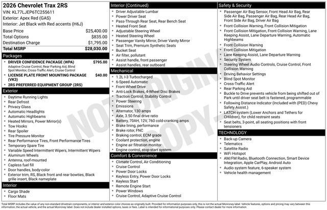 New 2026 Chevrolet Trax RS w/ Driver Confidence Package FWD image 24