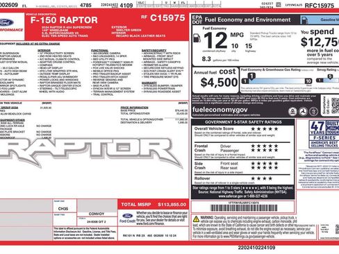 Certified 2024 Ford F150 Raptor w/ Equipment Group 803A Raptor R image 5