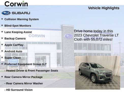 Used 2023 Chevrolet Traverse LT w/ Rear Camera Mirror Package image 6