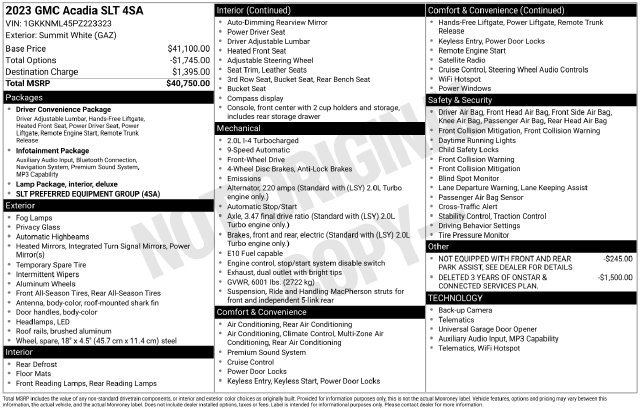 Used 2023 GMC Acadia SLT FWD image 38