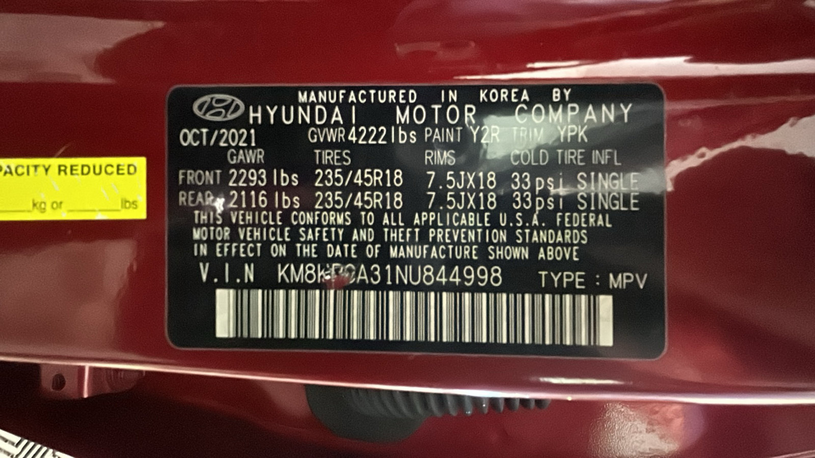 Certified 2022 Hyundai Kona Limited w/ Cargo Package AWD/4WD image 13