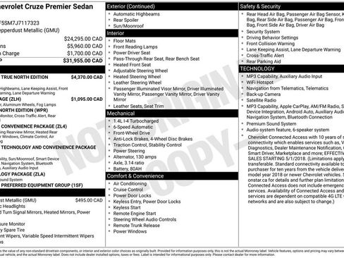 Used 2018 Chevrolet Cruze Premier w/ Premier True North Edition FWD image 5