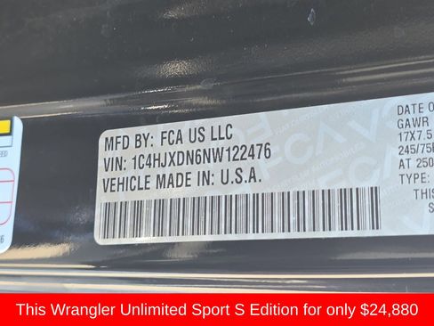 Used 2022 Jeep Wrangler Unlimited Sport image 40