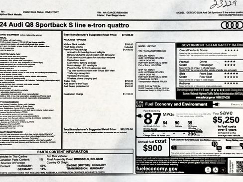 Used 2024 Audi Q8 e-tron Premium Plus w/ Premium Plus Package image 1