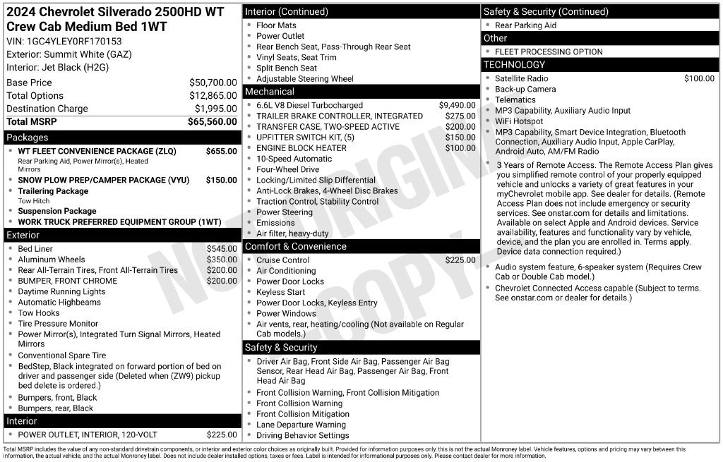 Used 2024 Chevrolet Silverado 2500 W/T w/ WT Fleet Convenience Package AWD/4WD image 36