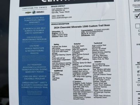 Used 2024 Chevrolet Silverado 1500 Custom Trail Boss w/ Dark Appearance Package image 24