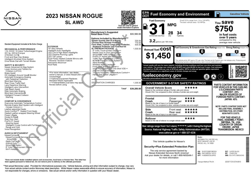 Used 2023 Nissan Rogue SL w/ SL Premium Package AWD/4WD image 3