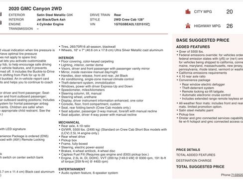 Used 2020 GMC Canyon 2WD Crew Cab w/ Convenience Package image 3