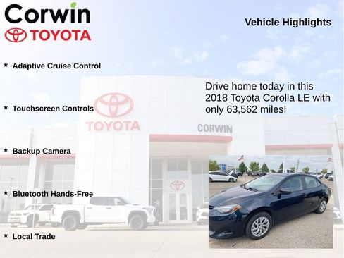 Used 2018 Toyota Corolla LE w/ Carpet Mat Package (TMS) FWD image 6