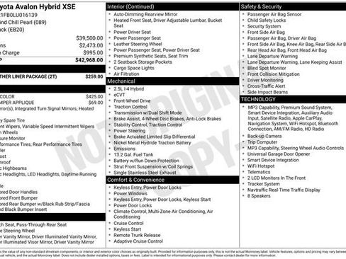 Used 2020 Toyota Avalon XSE w/ All Weather Liner Package FWD image 36