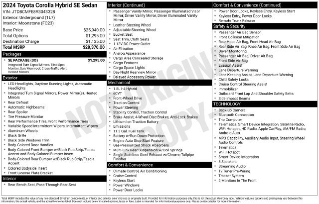 Used 2024 Toyota Corolla SE w/ SE Package FWD image 28