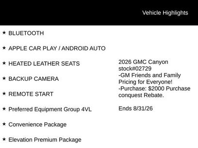 New 2026 GMC Canyon Elevation w/ Convenience Package