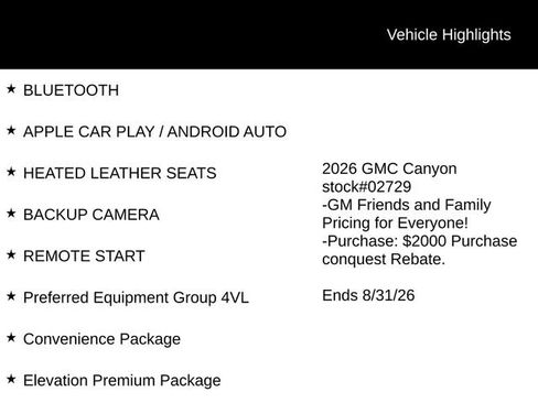 New 2026 GMC Canyon Elevation w/ Convenience Package AWD/4WD image 1