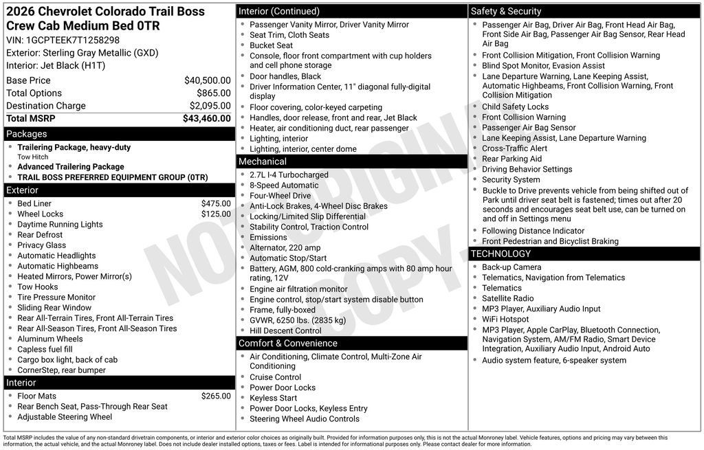 New 2026 Chevrolet Colorado Trail Boss AWD/4WD image 5