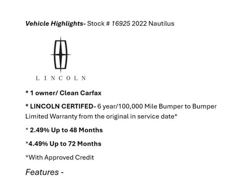 Certified 2022 Lincoln Nautilus AWD w/ Premium Package image 6