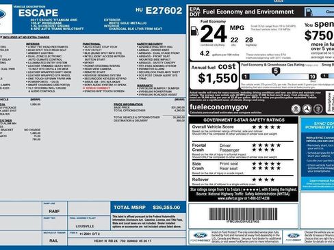 Used 2017 Ford Escape Titanium w/ Equipment Group 301A AWD/4WD image 2