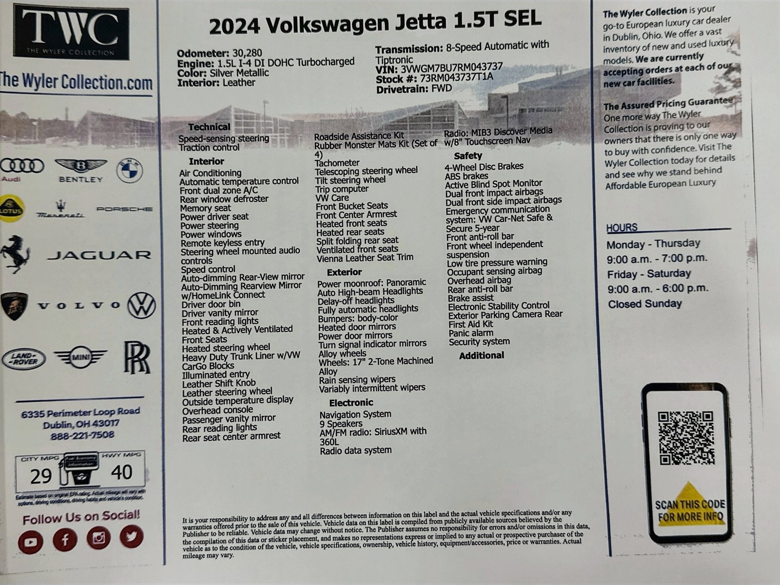 Certified 2024 Volkswagen Jetta SEL FWD image 46