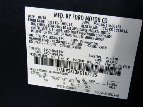 Certified 2019 Ford Taurus SHO w/ Driver Assist Package image 29