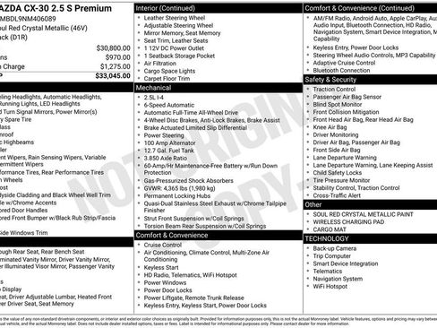 Used 2022 MAZDA CX-30 AWD 2.5 S w/ Premium Package image 40