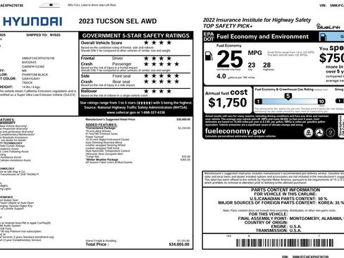 Used 2023 Hyundai Tucson SEL w/ Convenience Package AWD/4WD image 1