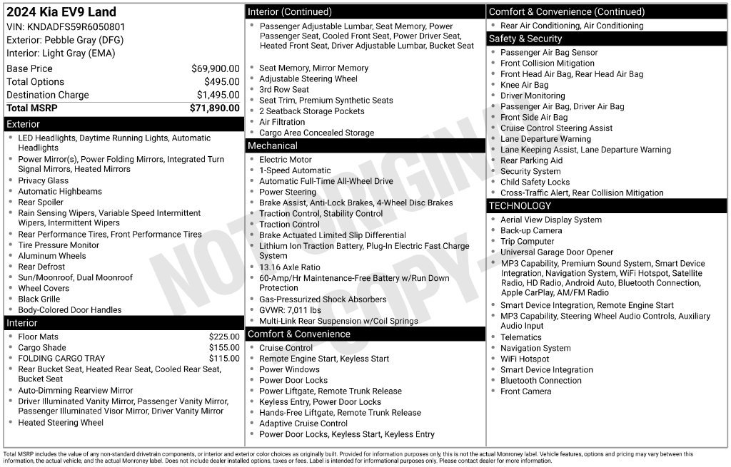 Certified 2024 Kia EV9 Land AWD/4WD image 15