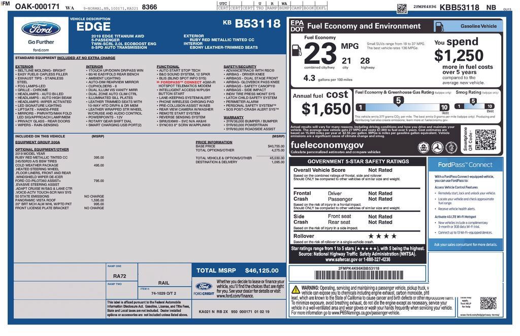 Used 2019 Ford Edge Titanium w/ Cold Weather Package AWD/4WD image 40