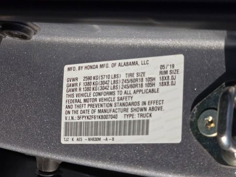 Used 2019 Honda Ridgeline RTL-T image 39