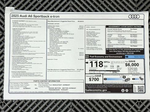 Used 2025 Audi A6 e-tron Premium Plus w/ Premium Plus image 9