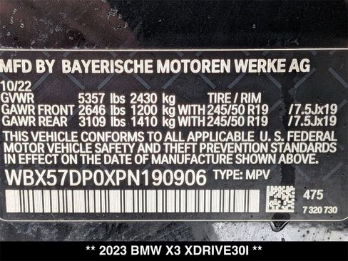 Certified 2023 BMW X3 xDrive30i w/ M Sport Package image 30