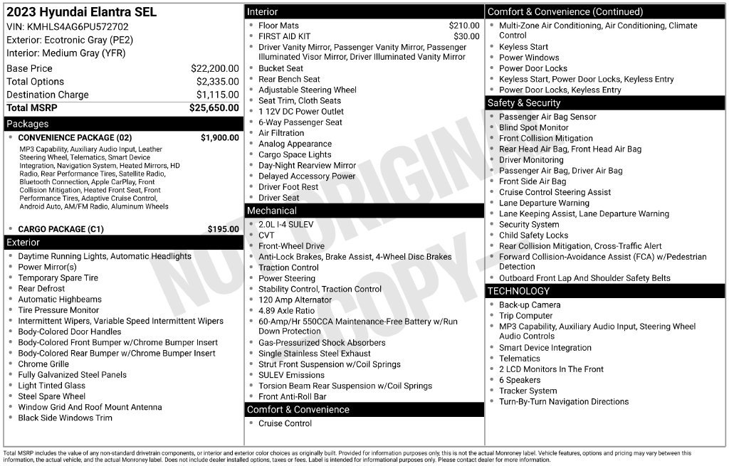 Used 2023 Hyundai Elantra SEL w/ Convenience Package FWD image 49