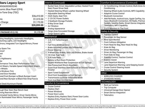 Certified 2025 Subaru Legacy Sport w/ Popular Package #3 image 11