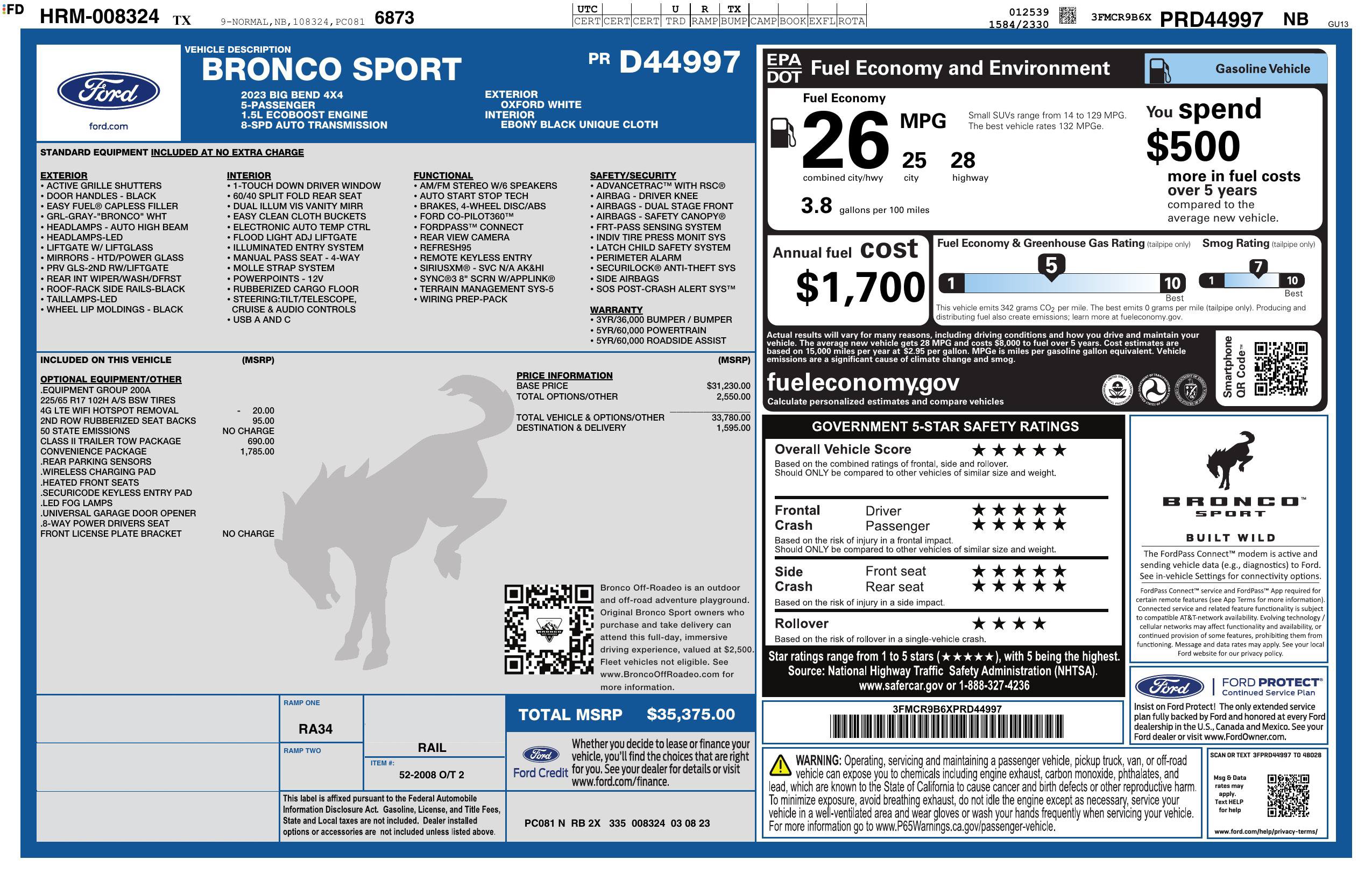 Used 2023 Ford Bronco Sport Big Bend w/ Convenience Package AWD/4WD image 3