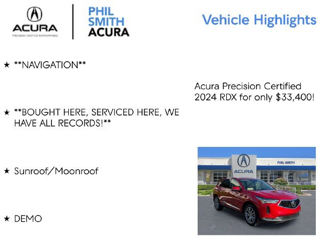 Certified 2024 Acura RDX w/ Technology Package AWD/4WD image 5