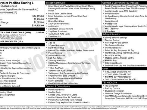 Used 2017 Chrysler Pacifica Touring-L w/ 13 Speaker Alpine Sound Group FWD image 4
