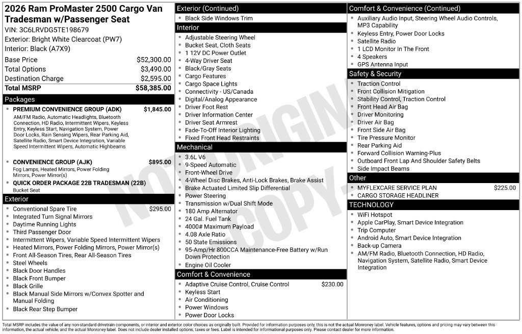 New 2026 RAM ProMaster 2500 w/ Premium Convenience Group FWD image 7