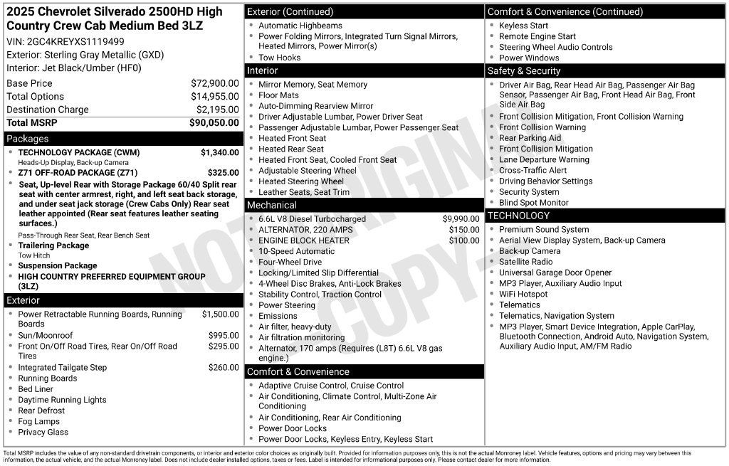 Certified 2025 Chevrolet Silverado 2500 High Country w/ Technology Package AWD/4WD image 63