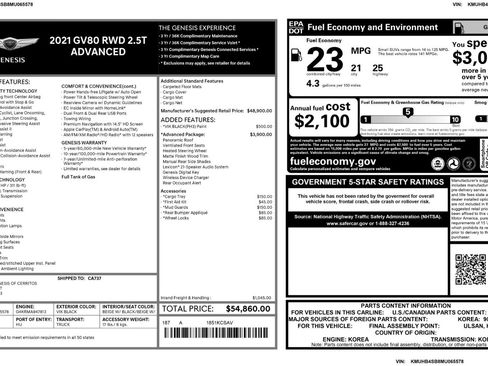 Used 2021 Genesis GV80 2.5T w/ Advanced Package 03 image 59