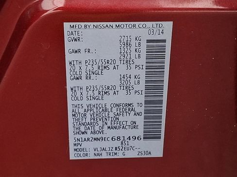 Used 2014 Nissan Pathfinder Platinum w/ Platinum Premium Package image 28