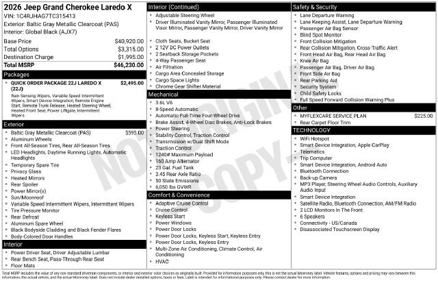 New 2026 Jeep Grand Cherokee Laredo X AWD/4WD image 6
