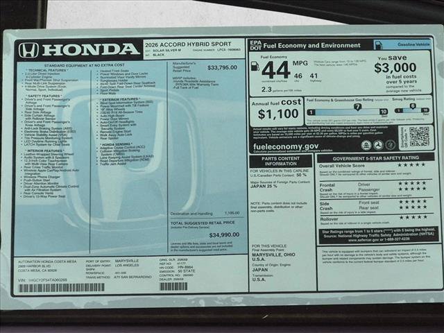 New 2026 Honda Accord Sport image 17
