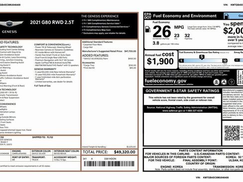 Used 2021 Genesis G80 2.5T image 6