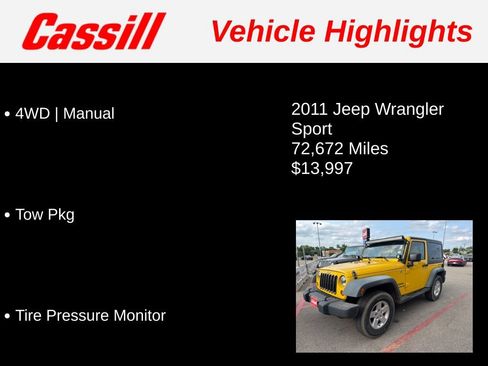 Used 2011 Jeep Wrangler Sport AWD/4WD image 3